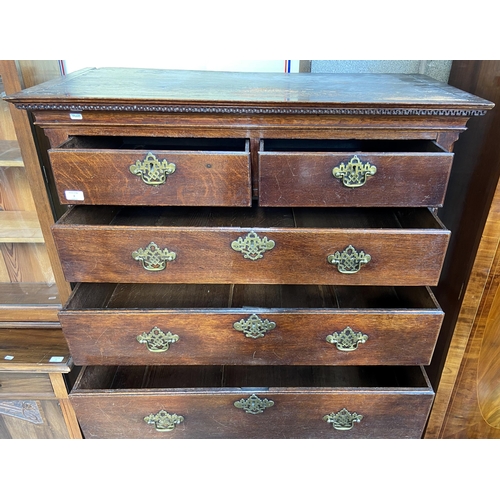 2 - A George III carved oak chest on chest on bracket supports - approx. 176cm high x 110cm wide x 53cm ... 