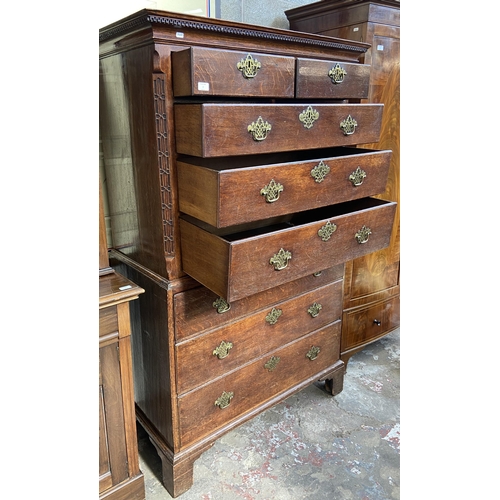 2 - A George III carved oak chest on chest on bracket supports - approx. 176cm high x 110cm wide x 53cm ... 