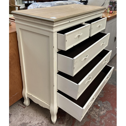 26 - A French Louis XV style hardwood and white painted chest of drawers - approx. 90cm high x 84cm wide ... 