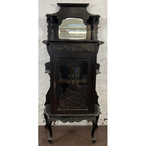 32 - A 19th century ebonised mirror back display cabinet - approx. 148cm high x 66cm wide x 34cm deep