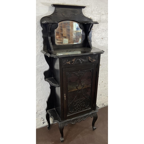 32 - A 19th century ebonised mirror back display cabinet - approx. 148cm high x 66cm wide x 34cm deep