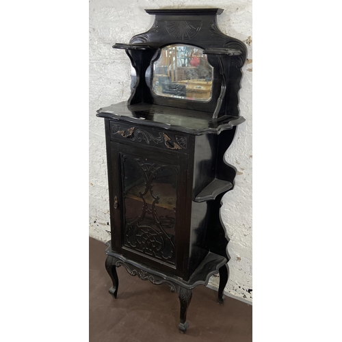 32 - A 19th century ebonised mirror back display cabinet - approx. 148cm high x 66cm wide x 34cm deep