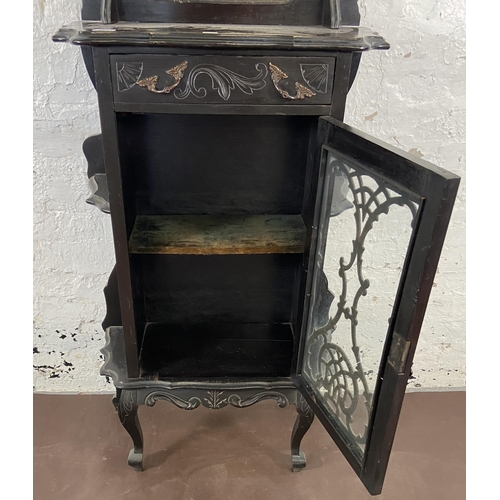 32 - A 19th century ebonised mirror back display cabinet - approx. 148cm high x 66cm wide x 34cm deep