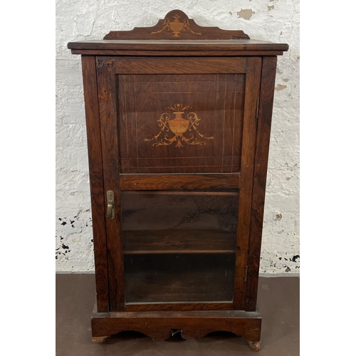 33 - A Victorian inlaid rosewood pier cabinet - approx. 100cm high x 53cm wide x 34cm deep