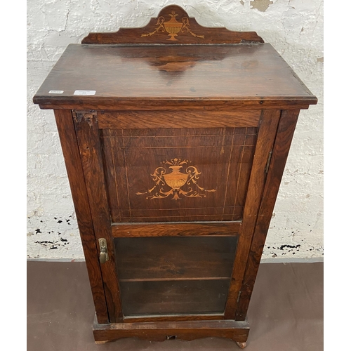 33 - A Victorian inlaid rosewood pier cabinet - approx. 100cm high x 53cm wide x 34cm deep