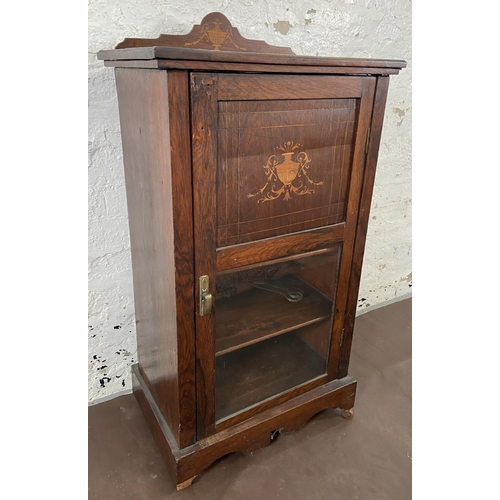 33 - A Victorian inlaid rosewood pier cabinet - approx. 100cm high x 53cm wide x 34cm deep