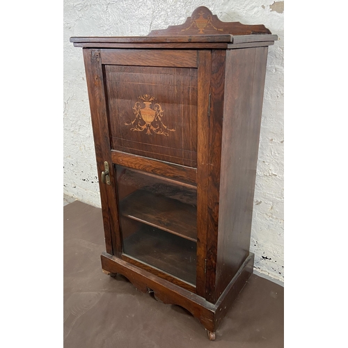 33 - A Victorian inlaid rosewood pier cabinet - approx. 100cm high x 53cm wide x 34cm deep