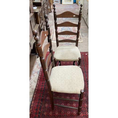 39 - Six chairs, two Victorian mahogany balloon back dining chairs, one Victorian carved walnut and fabri... 