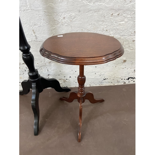 42 - Two pieces of 19th century style furniture, one mahogany tripod pedestal side table and one ebonised... 