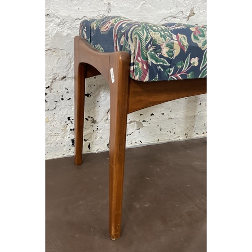 53 - A mid 20th century teak and fabric upholstered dressing table stool - approx. 44cm high x 54cm wide ... 