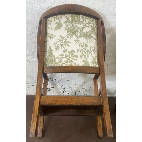 75 - A pair of Art Deco oak bentwood and fabric upholstered armchairs - approx. 81cm high x 52cm wide x 4... 