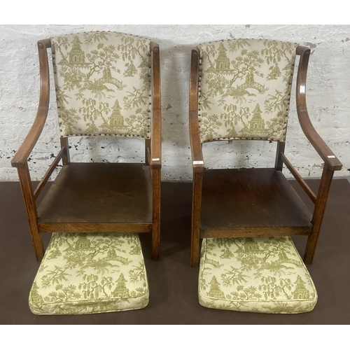 75 - A pair of Art Deco oak bentwood and fabric upholstered armchairs - approx. 81cm high x 52cm wide x 4... 