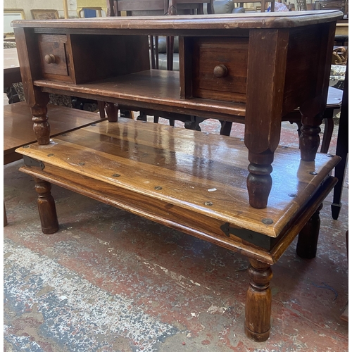 80 - Two coffee tables, one pine and one Indian sheesham wood