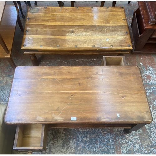 80 - Two coffee tables, one pine and one Indian sheesham wood