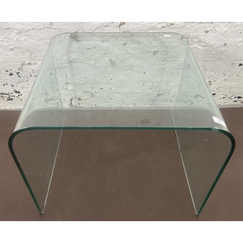 92 - A modern glass side table - approx. 45cm high x 56cm wide x 50cm deep