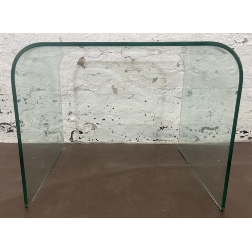 92 - A modern glass side table - approx. 45cm high x 56cm wide x 50cm deep