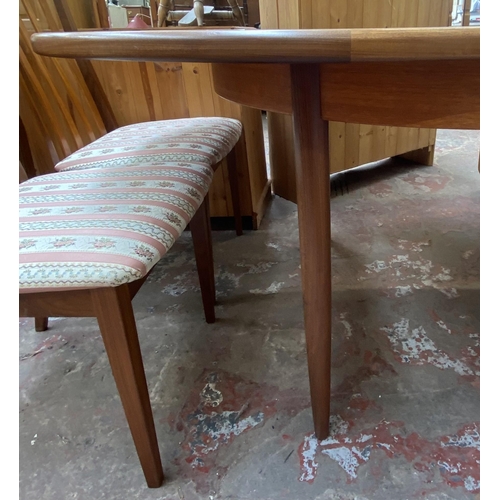 93 - A G Plan Fresco teak extending dining table and six chairs - approx. 73cm high x 112cm wide x 209cm ... 