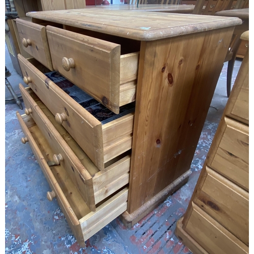 98 - A pine chest of drawers - approx. 75cm high x 84cm wide x 40cm deep