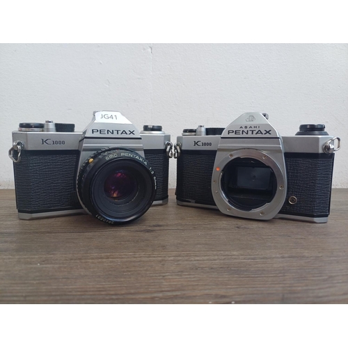 551 - Two Pentax K1000 35mm SLR cameras, one body only and one fitted with Pentax-A 1:2 50mm lens