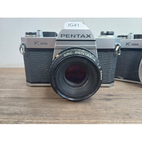 551 - Two Pentax K1000 35mm SLR cameras, one body only and one fitted with Pentax-A 1:2 50mm lens