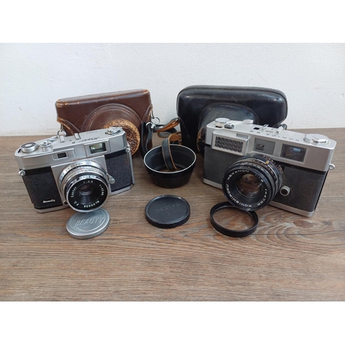 572 - Two Japanese 35mm rangefinder cameras, one late 1950s Beauty Super II and one mid 1960s Konica S III