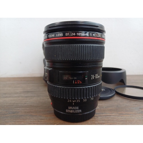 582 - A cased Canon Ultrasonic (red) L-series EF 24-105mm 1:4 L IS USM macro lens for Canon AF