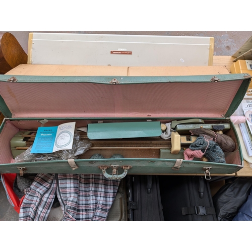 749 - Three knitting machines, one cased early 1970s Singer, one Empiral Knitmaster SRP-50 and one Empiral... 