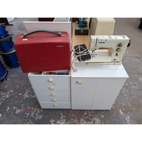 758 - Two items, one cased Bernina Record 830 electric sewing machine with foot pedal and one sewing machi... 