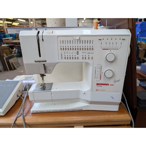 759 - Two items, one cased Bernina 1080 Special computerised electric sewing machine with foot pedal, powe... 