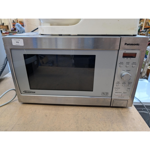 772 - Two items, one Panasonic NN-SD279S 850w inverter microwave oven and one Kenwood Chef KM300 food mixe... 