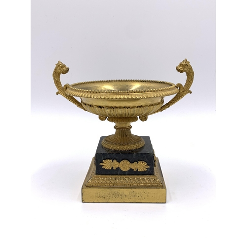 2152 - A 19th century French ormolu and marble tazza - approx. 12cm high x 14cm wide