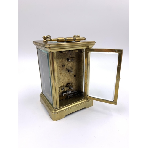 2154 - A late 19th century French Sir John Bennett Ltd. Paris brass cased key wind carriage clock - approx.... 