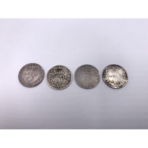 2161 - Twenty-two 92.5% silver threepences to include 1884, 1885, 1890, 1896, 1900, 1902, 1907 etc.