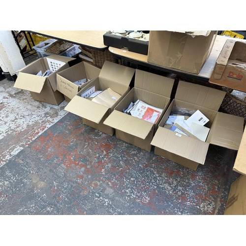 1100 - Five boxes containing stamps, first day covers etc.