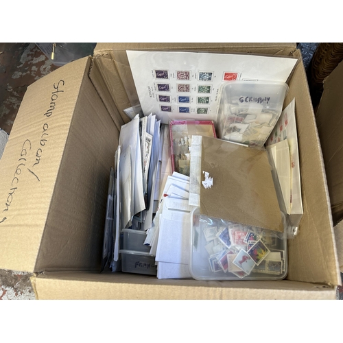 1100 - Five boxes containing stamps, first day covers etc.