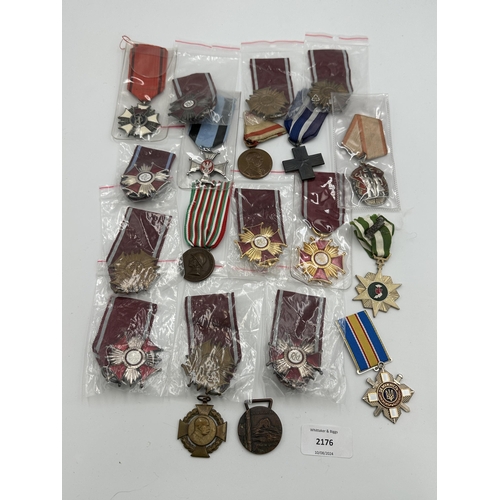 2176 - Twenty military medals to include WWII Polish Cross of Merit etc.