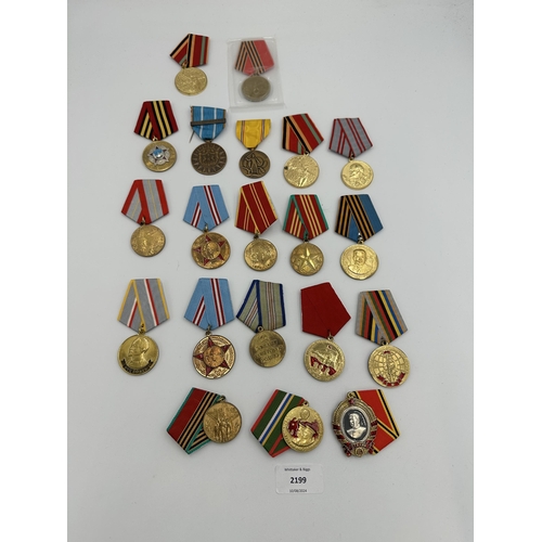 2199 - Twenty military medals to include USSR, Belgian Overseas Campaign 1951 with Korea clasp etc.