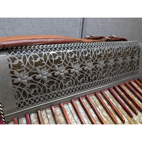 662 - A cased vintage German Pietro 120 bass piano accordion