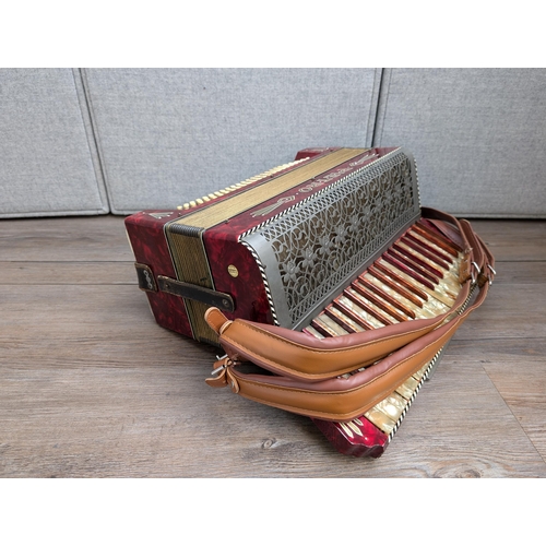 662 - A cased vintage German Pietro 120 bass piano accordion