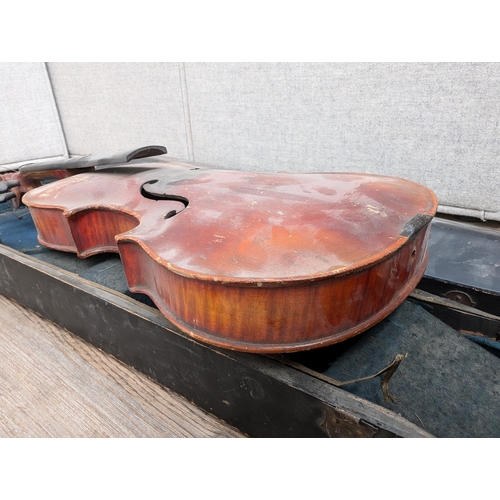 670 - A cased antique full size violin