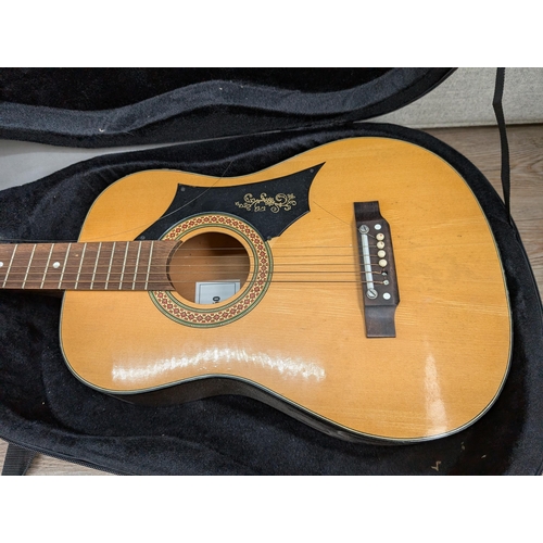 672 - A Chord semi-rigid acoustic guitar case containing a Kay K.260 steel-strung acoustic guitar