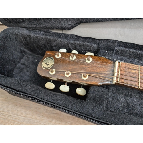 672 - A Chord semi-rigid acoustic guitar case containing a Kay K.260 steel-strung acoustic guitar