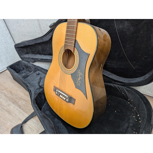 672 - A Chord semi-rigid acoustic guitar case containing a Kay K.260 steel-strung acoustic guitar