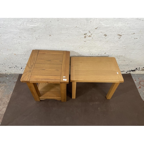 165 - Two modern oak side tables - largest approx. 55cm high x 50cm wide x 50cm deep