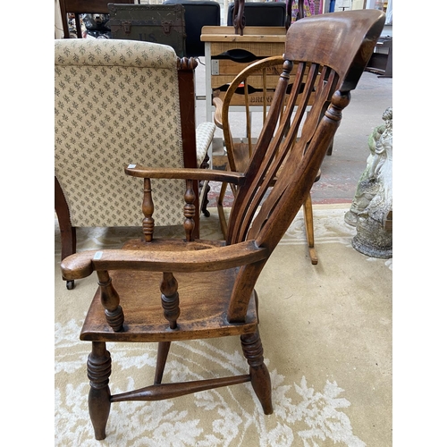 175 - A Victorian elm and beech farmhouse armchair - approx. 103cm high x 61cm wide x 44cm deep