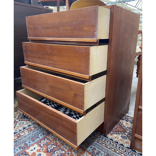 243 - A mid 20th century teak chest of drawers - approx. 74cm high x 60cm wide x 40cm deep