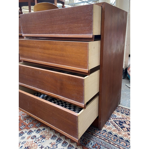 244 - A mid 20th century teak chest of drawers - approx. 74cm high x 60cm wide x 40cm deep