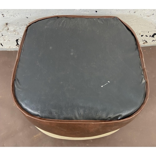 249 - A mid 20th century Sherborne brown and white vinyl upholstered footstool - approx. 27cm high x 45cm ... 