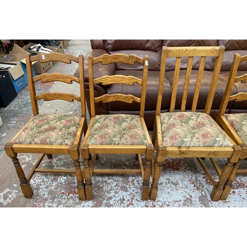 256 - Six oak dining chairs