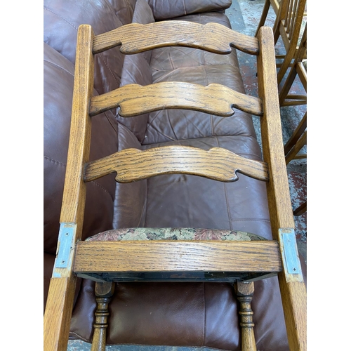 256 - Six oak dining chairs